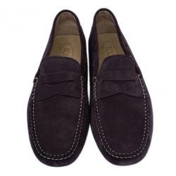 مملوكة مسبقًا حذاء لوفر تودز جلد بني مدبوغ بيني مقاس 42.5