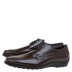 Pre Owned Tod's Brown Leather Lace Up Oxfords Size 40