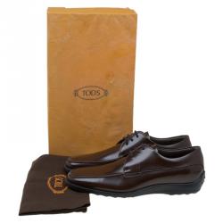 Pre Owned Tod's Brown Leather Lace Up Oxfords Size 40