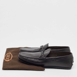 Pre Owned Tod's Black Leather Slip On Loafers Size 43
