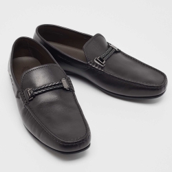 Pre Owned Tod's Black Leather Slip On Loafers Size 43