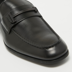 Pre Owned Tod's Black Leather Penny Slip On Loafers Size 45.5