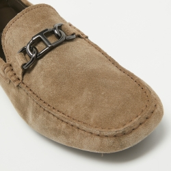 Pre Owned Tod's Grey Suede Buckle Detail Loafers Size 44