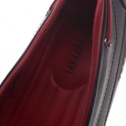 Pre Owned Tod's For Ferrari Black and Red Leather Bow Loafers Size 44.5