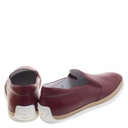 Tod's Burgundy Leather Espadrille Slip-On Sneakers Size 44