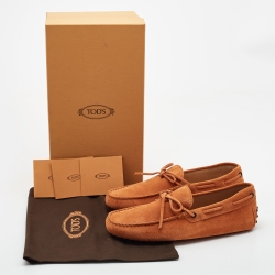 مملوكة مسبقًا Tod's Orange Suede Gommino Driving Loafers Size 40