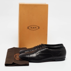 Pre Owned Tod's Black Leather Lace Up Oxfords Size 41