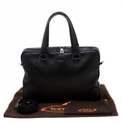 Tod's Black Leather Gommini Briefcase
