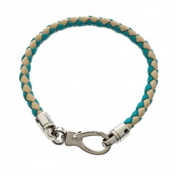 Pre Owned Tod's Cream / Blue  Woven Leather Silver Tone Bracelet 18cm