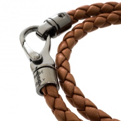 Pre Owned Tod's My Colors Orange Woven Leather Double Wrap Bracelet