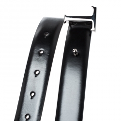 Pre Owned Tod's Black Leather T Buckle Belt 95CM