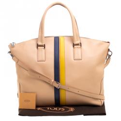 Tod's Beige Leather Large Shopping Tote