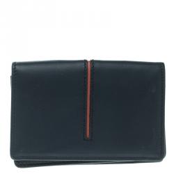 Tod's Navy Blue Leather Striped Card Case