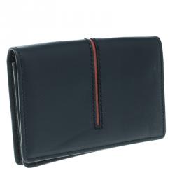 Tod's Navy Blue Leather Striped Card Case