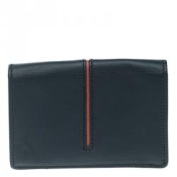Tod's Navy Blue Leather Striped Card Case