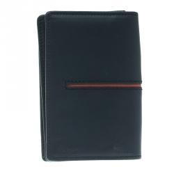 Tod's Navy Blue Leather Striped Card Case