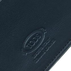 Tod's Navy Blue Leather Striped Card Case