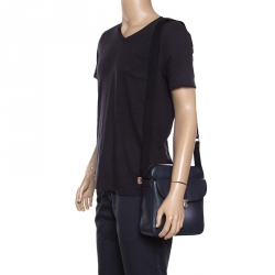 Pre Owned Tod's Navy Blue Leather Reporter Messenger Bag