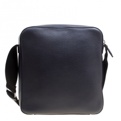 Pre Owned Tod's Navy Blue Leather Reporter Messenger Bag