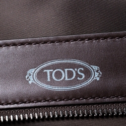 Tod's Dark Brown/Tan Leather Script Tote