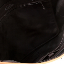 Tod's Dark Brown/Tan Leather Script Tote