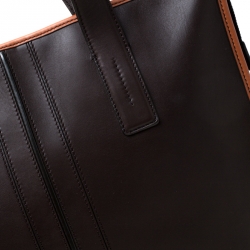 Tod's Dark Brown/Tan Leather Script Tote
