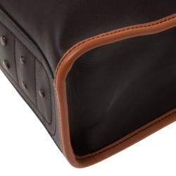 Tod's Dark Brown/Tan Leather Script Tote