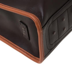 Tod's Dark Brown/Tan Leather Script Tote