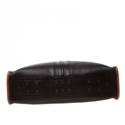 Tod's Dark Brown/Tan Leather Script Tote