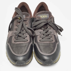 Pre Owned Tod's Tricolor Leather and Satin Lace Up Sneakers Size 41 