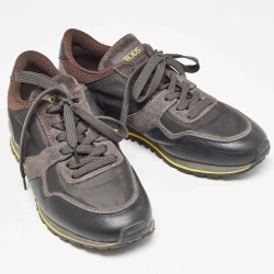 Pre Owned Tod's Tricolor Leather and Satin Lace Up Sneakers Size 41 