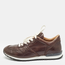 Tod's Brown Leather Lace Up Sneakers Size 41