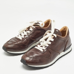 Tod's Brown Leather Lace Up Sneakers Size 41