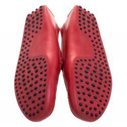 Pre Owned Tod's For Ferrari Red Leather Loafers Size 44.5