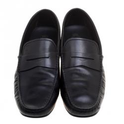 Pre Owned Tod's Black Leather Driving Penny Loafers Size 41