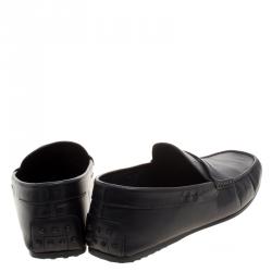 Pre Owned Tod's Black Leather Driving Penny Loafers Size 41