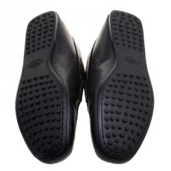 Pre Owned Tod's Black Leather Driving Penny Loafers Size 41