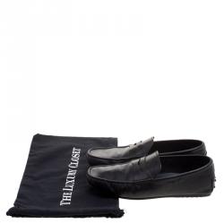Pre Owned Tod's Black Leather Driving Penny Loafers Size 41