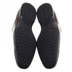 Pre Owned Tod's Brown Patent Brogue Leather Slip Ons Size 43