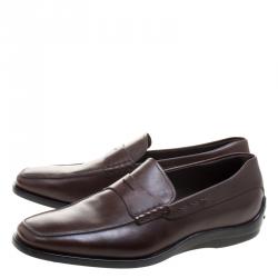 Pre Owned Tod's Brown Leather Penny Loafers Size 42.5