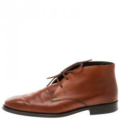 Pre Owned Tod's Copper Leather Lace Up Oxfords Size 41