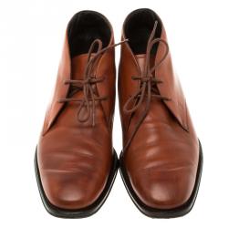 Pre Owned Tod's Copper Leather Lace Up Oxfords Size 41