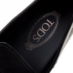 Pre Owned Tod's Black Leather Driving Penny Loafers Size 41.5