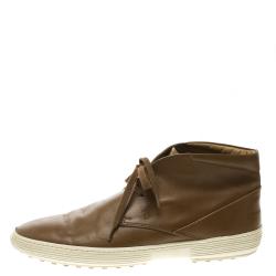 Pre Owned Tod’s Brown Leather Lace Up Desert Boots Size 41.5