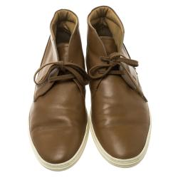 Pre Owned Tod’s Brown Leather Lace Up Desert Boots Size 41.5
