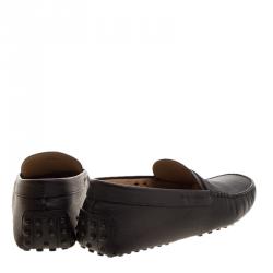 Pre Owned حذاء لوفرز تودز بيني جلد منقوش أسود مقاس 41.5