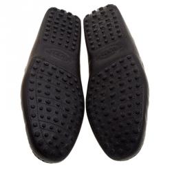 Pre Owned حذاء لوفرز تودز بيني جلد منقوش أسود مقاس 41.5