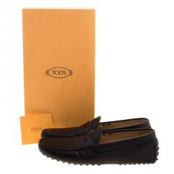 Pre Owned حذاء لوفرز تودز بيني جلد منقوش أسود مقاس 41.5