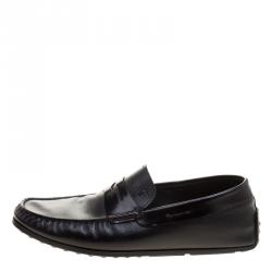 Pre Owned Tod's Black Leather Driving Penny Loafers Size 41