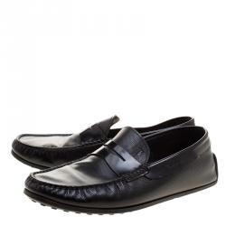 Pre Owned Tod's Black Leather Driving Penny Loafers Size 41